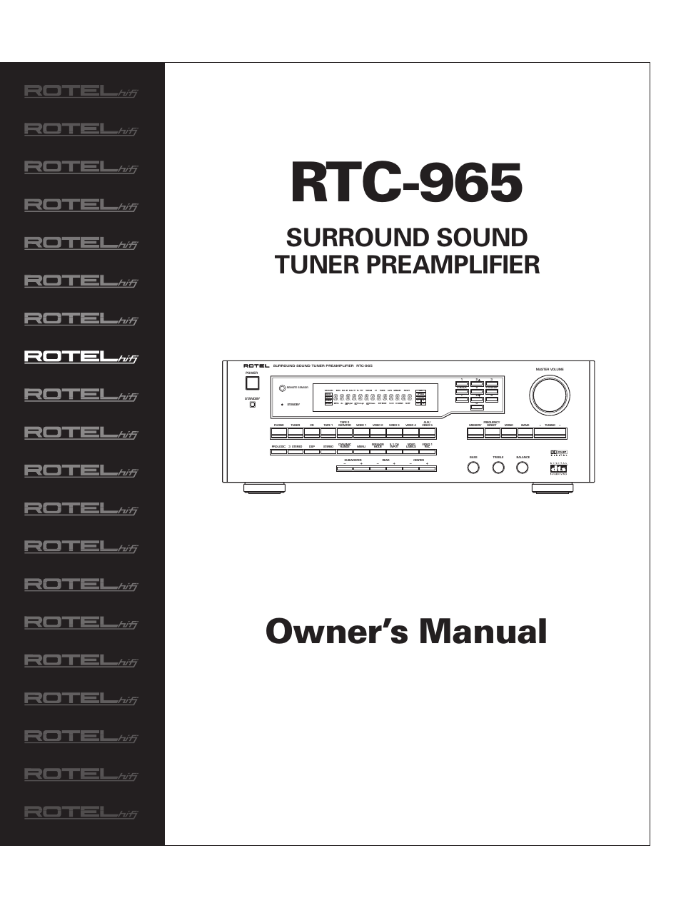 ROTEL RTC965 User Manual | 24 pages