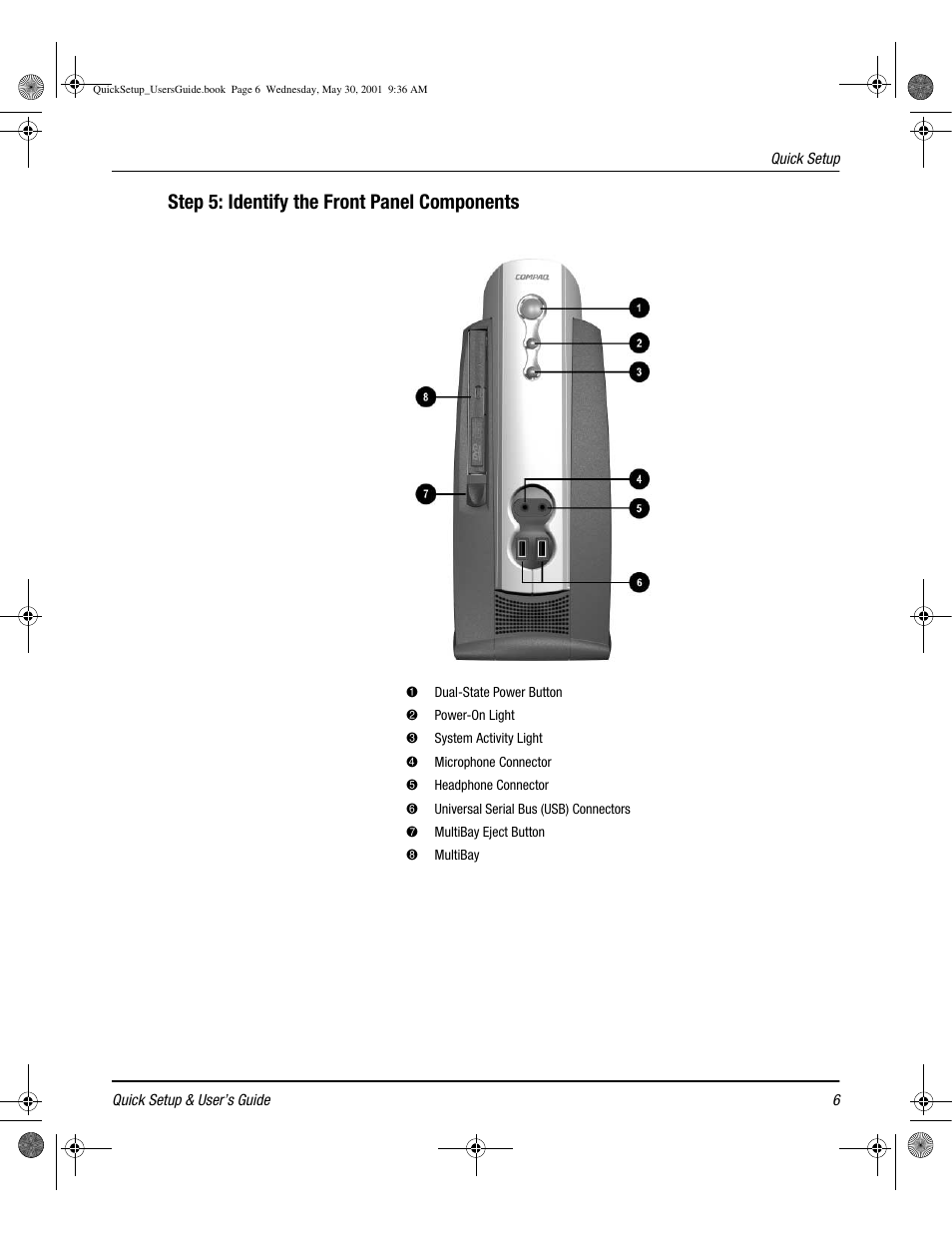 Step 5: identify the front panel components | Compaq iPAQ User Manual | Page 12 / 73
