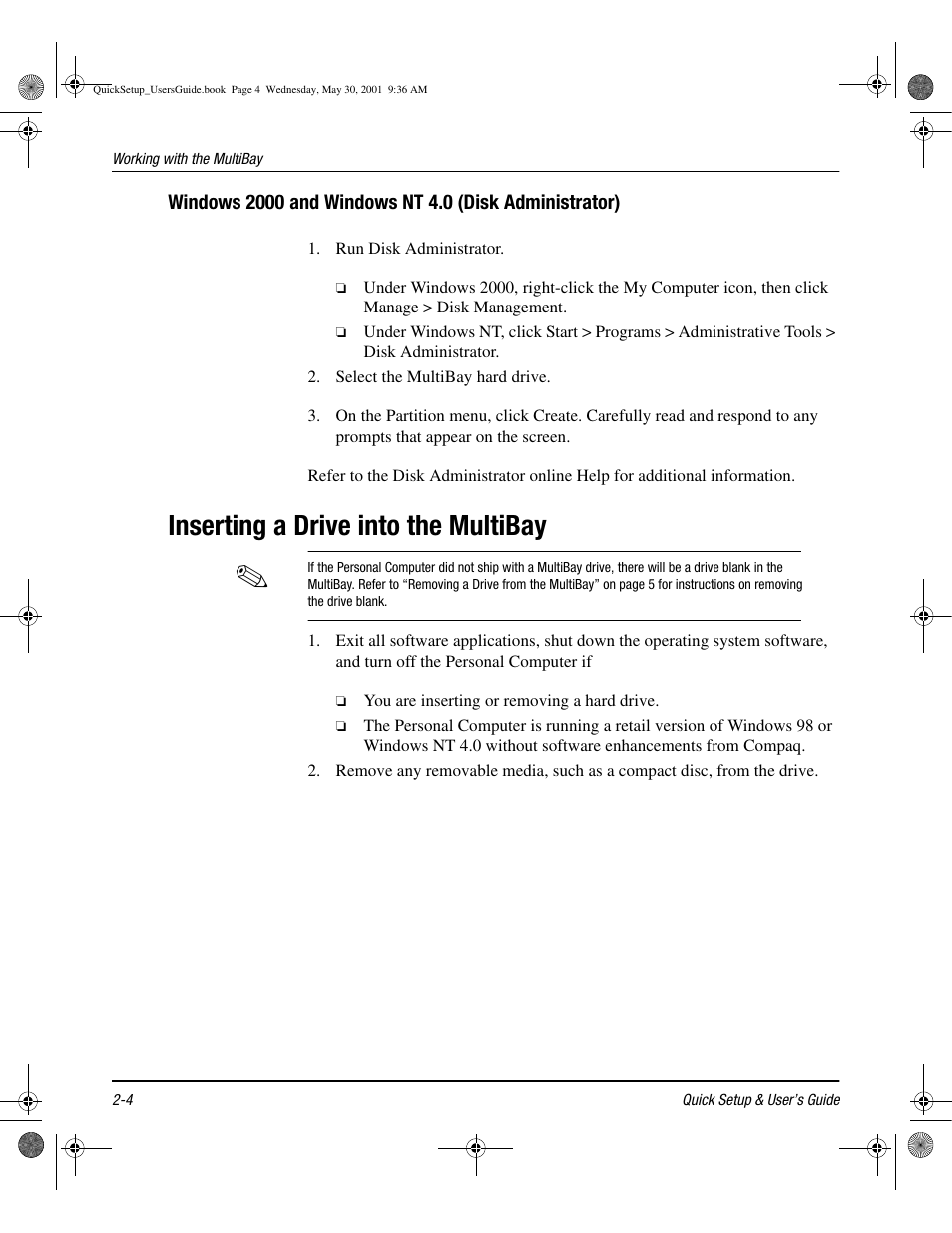 Inserting a drive into the multibay | Compaq iPAQ User Manual | Page 21 / 73