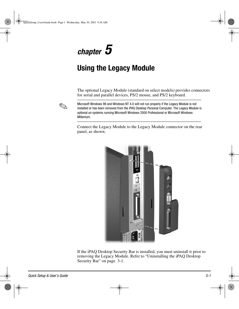 Using the legacy module, Chapter | Compaq iPAQ User Manual | Page 38 / 73