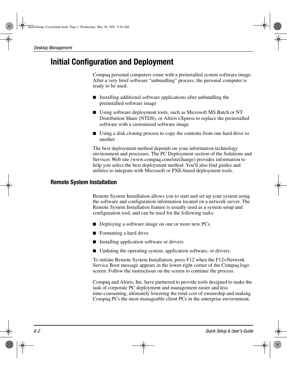 Initial configuration and deployment, Initial configuration and deployment -2, Remote system installation | Compaq iPAQ User Manual | Page 41 / 73
