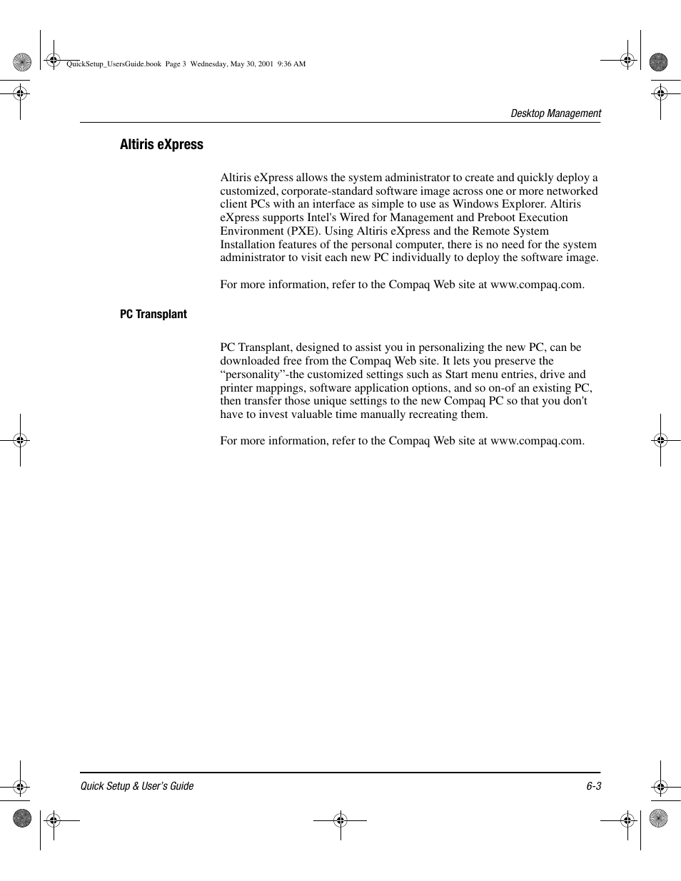 Pc transplant, Pc transplant -3, Altiris express | Compaq iPAQ User Manual | Page 42 / 73