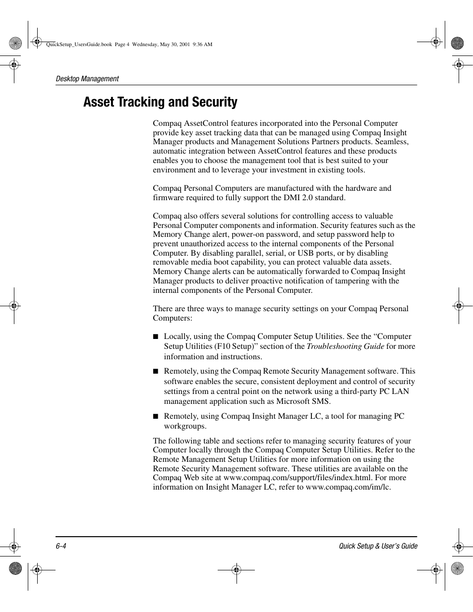 Asset tracking and security, Asset tracking and security -4 | Compaq iPAQ User Manual | Page 43 / 73