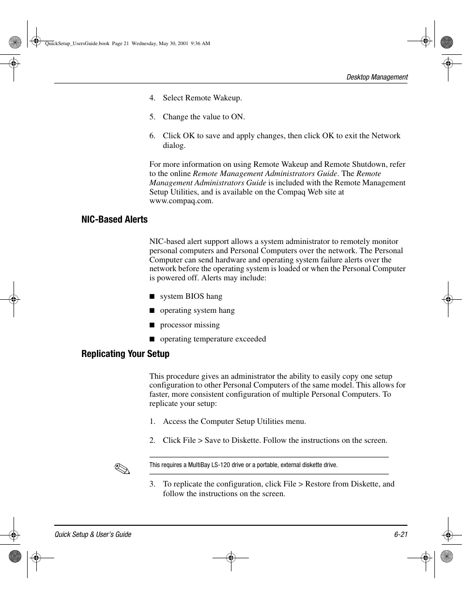 Nic-based alerts, Replicating your setup, Nic-based alerts -21 | Replicating your setup -21 | Compaq iPAQ User Manual | Page 60 / 73