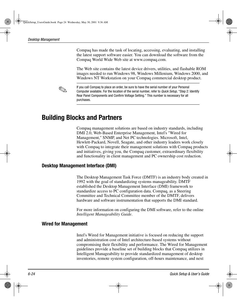 Building blocks and partners, Desktop management interface (dmi), Wired for management | Building blocks and partners -24, Desktop management interface (dmi) -24, Wired for management -24 | Compaq iPAQ User Manual | Page 63 / 73