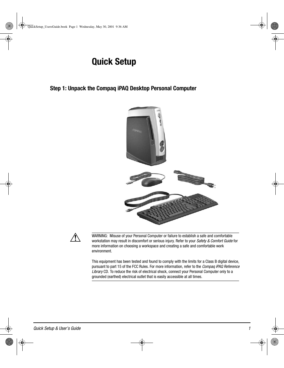 Quick setup | Compaq iPAQ User Manual | Page 7 / 73