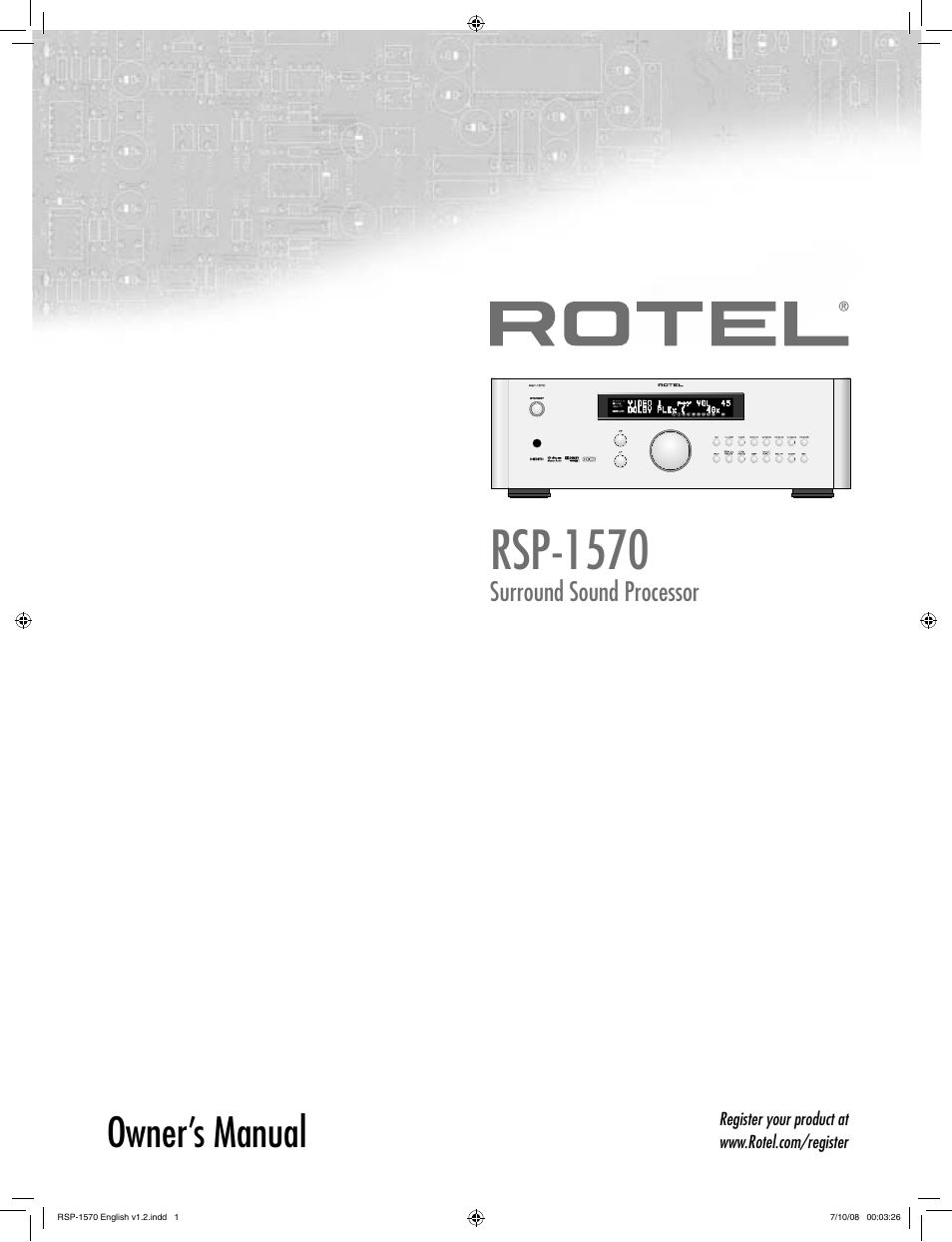 ROTEL RSP-1570 User Manual | 50 pages