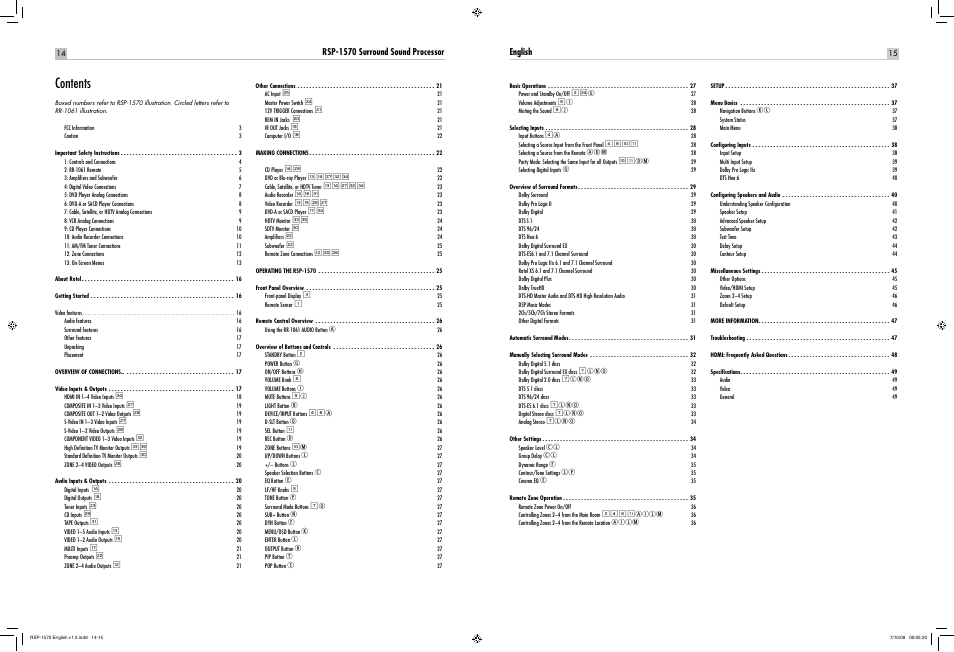 ROTEL RSP-1570 User Manual | Page 15 / 50