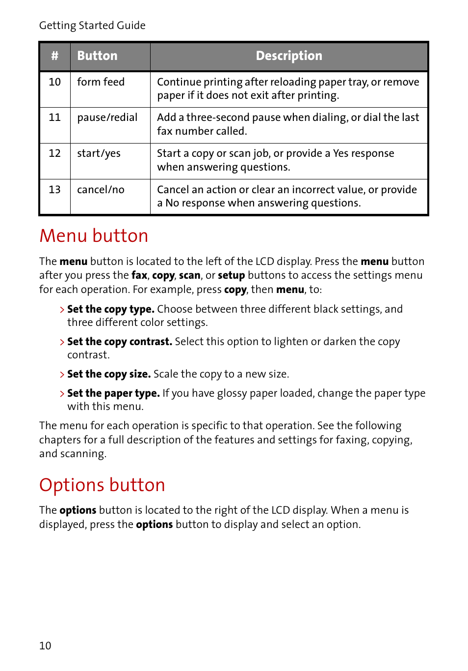 Menu button, Options button | Compaq A4000 User Manual | Page 12 / 44