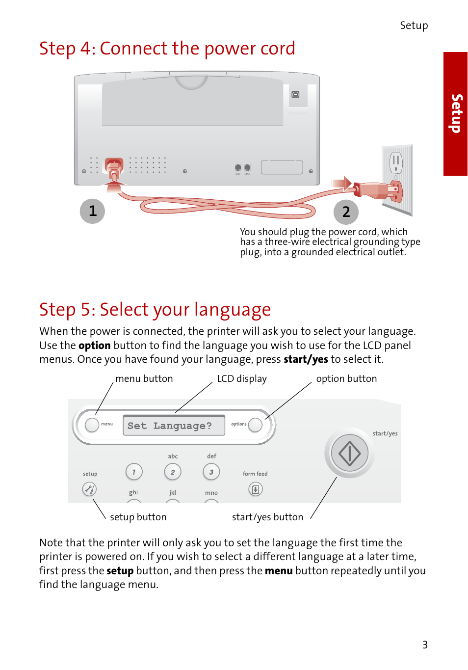 Setup | Compaq A4000 User Manual | Page 5 / 44