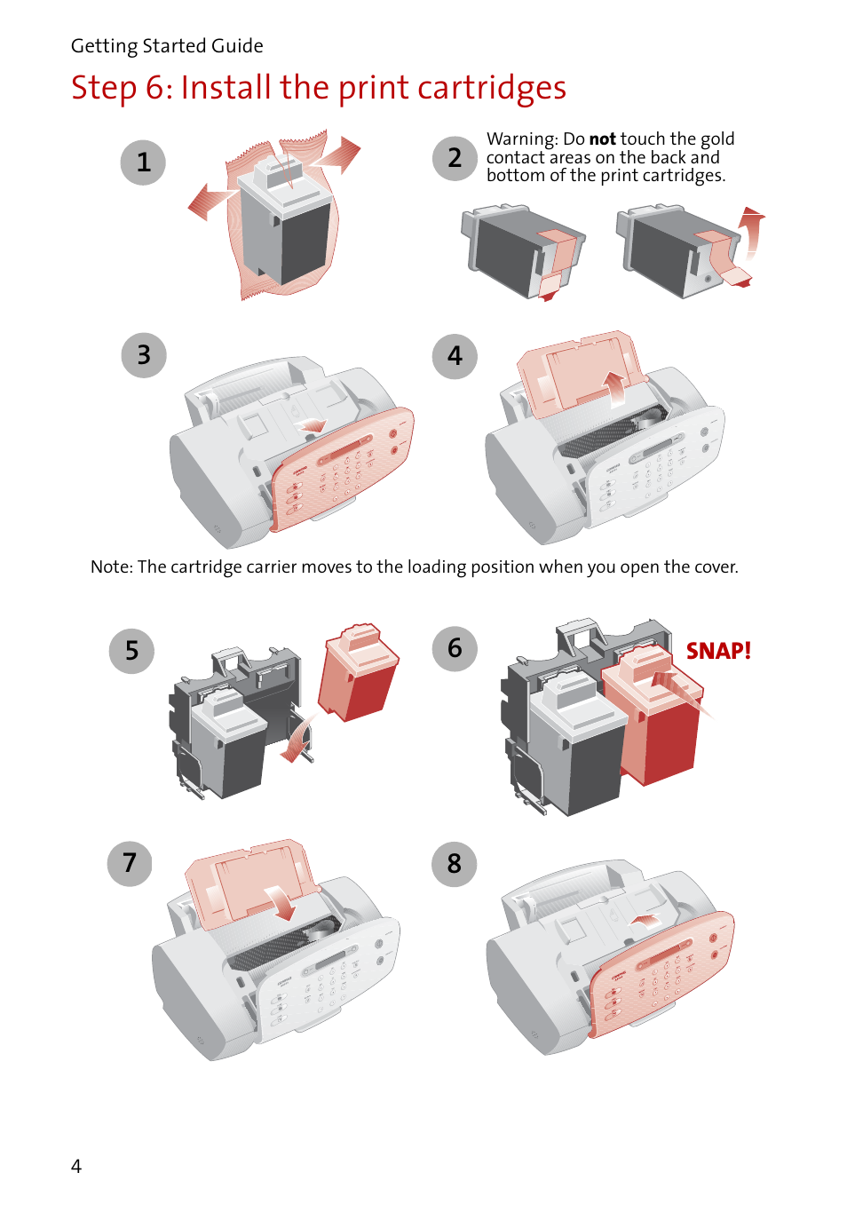 Step 6: install the print cartridges | Compaq A4000 User Manual | Page 6 / 44