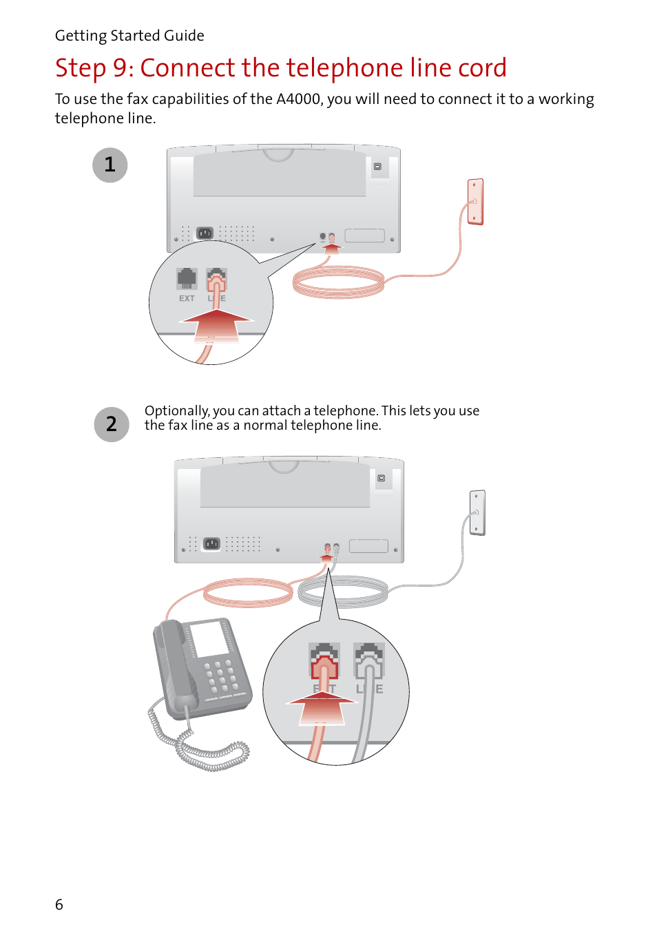 Step 9: connect the telephone line cord | Compaq A4000 User Manual | Page 8 / 44