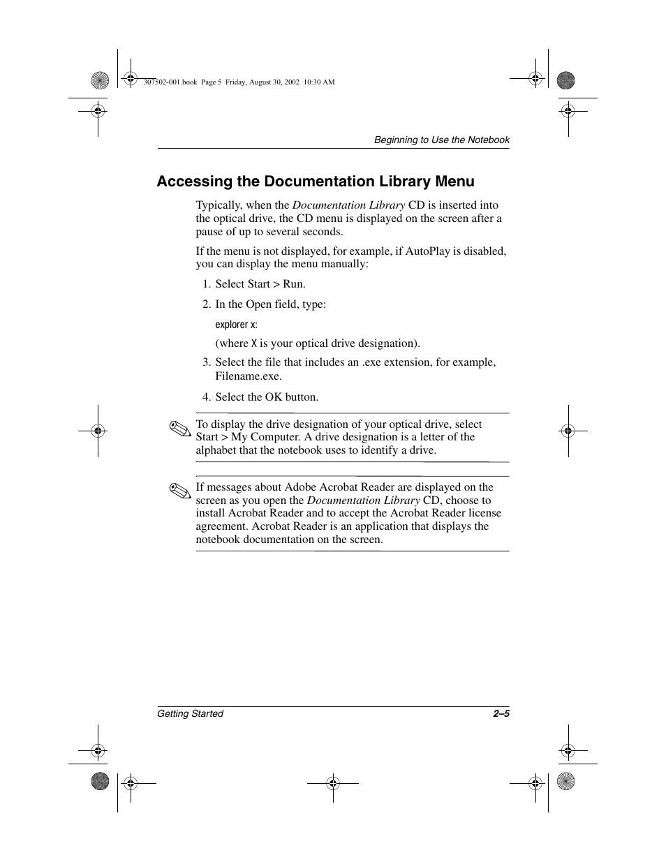 Accessing the documentation library menu, Accessing the documentation library menu –5 | Compaq 307502-001 User Manual | Page 21 / 48