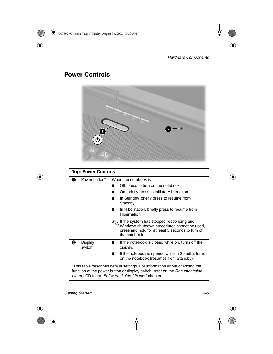 Power controls, Power controls –5 | Compaq 307502-001 User Manual | Page 30 / 48
