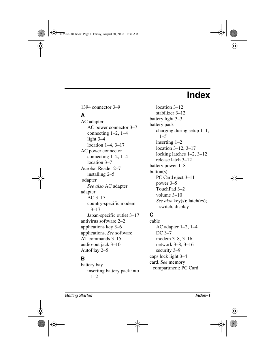 Index | Compaq 307502-001 User Manual | Page 43 / 48