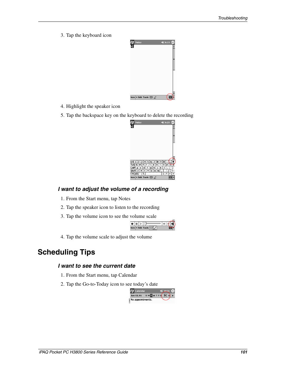 Scheduling tips | Compaq iPAQ H3800 User Manual | Page 101 / 116