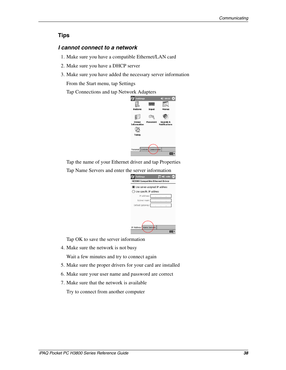 Compaq iPAQ H3800 User Manual | Page 38 / 116