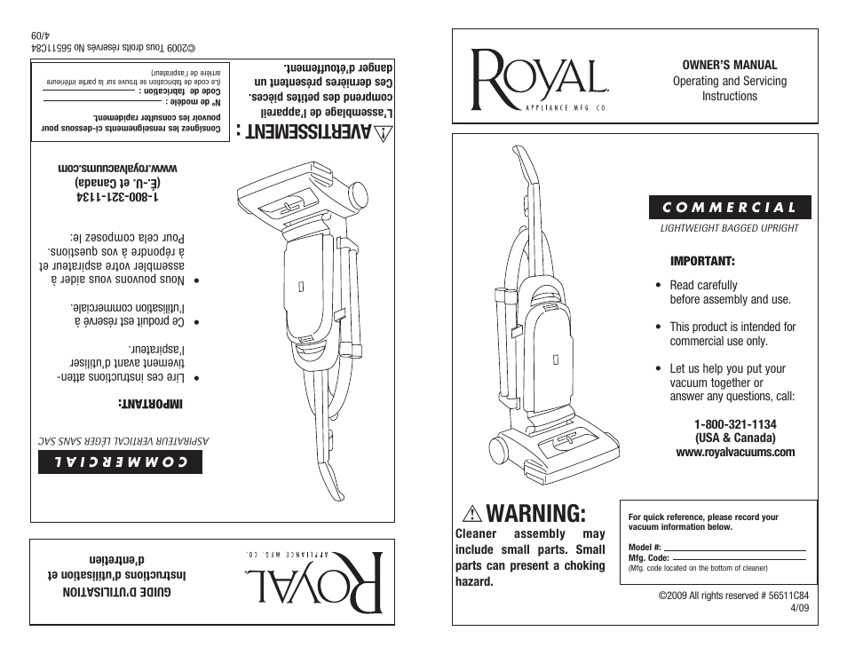 Royal Vacuums CR50005 User Manual | 22 pages