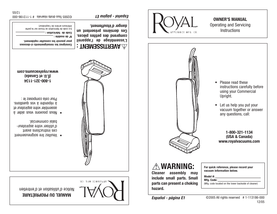 Royal Vacuums MRY6500 User Manual | 14 pages