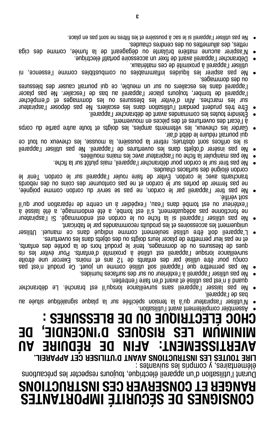 Consignes de sécurité importantes, Ranger et conserver ces instructions, Avertissement | Royal Vacuums CH50400 User Manual | Page 5 / 44