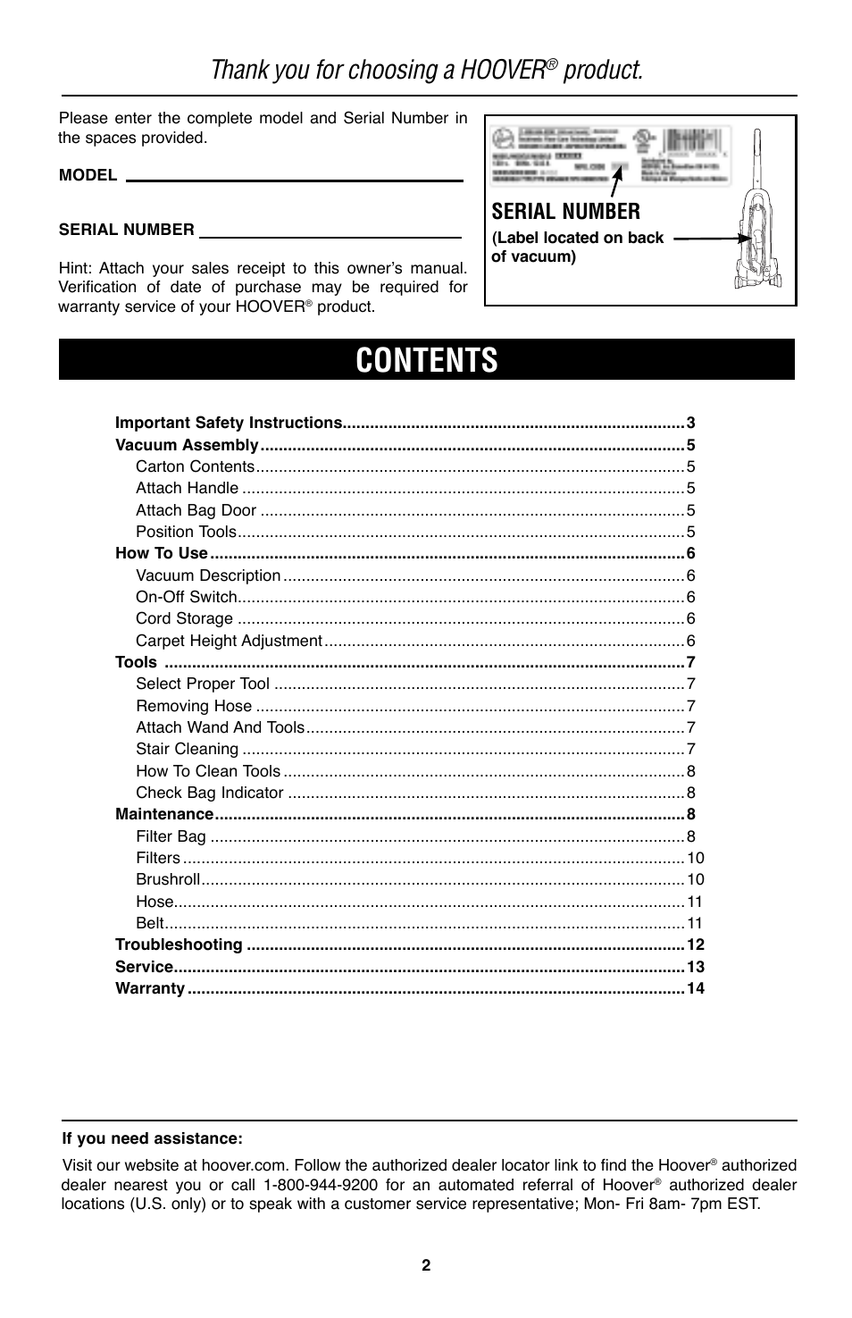 Royal Vacuums CH53005 User Manual | Page 2 / 42