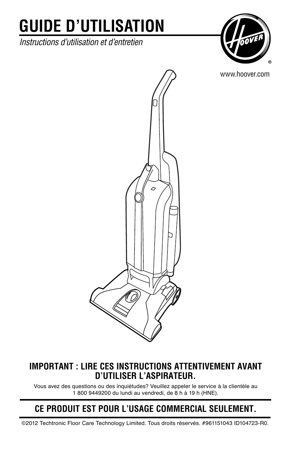 Guide d’utilisation | Royal Vacuums CH53005 User Manual | Page 29 / 42