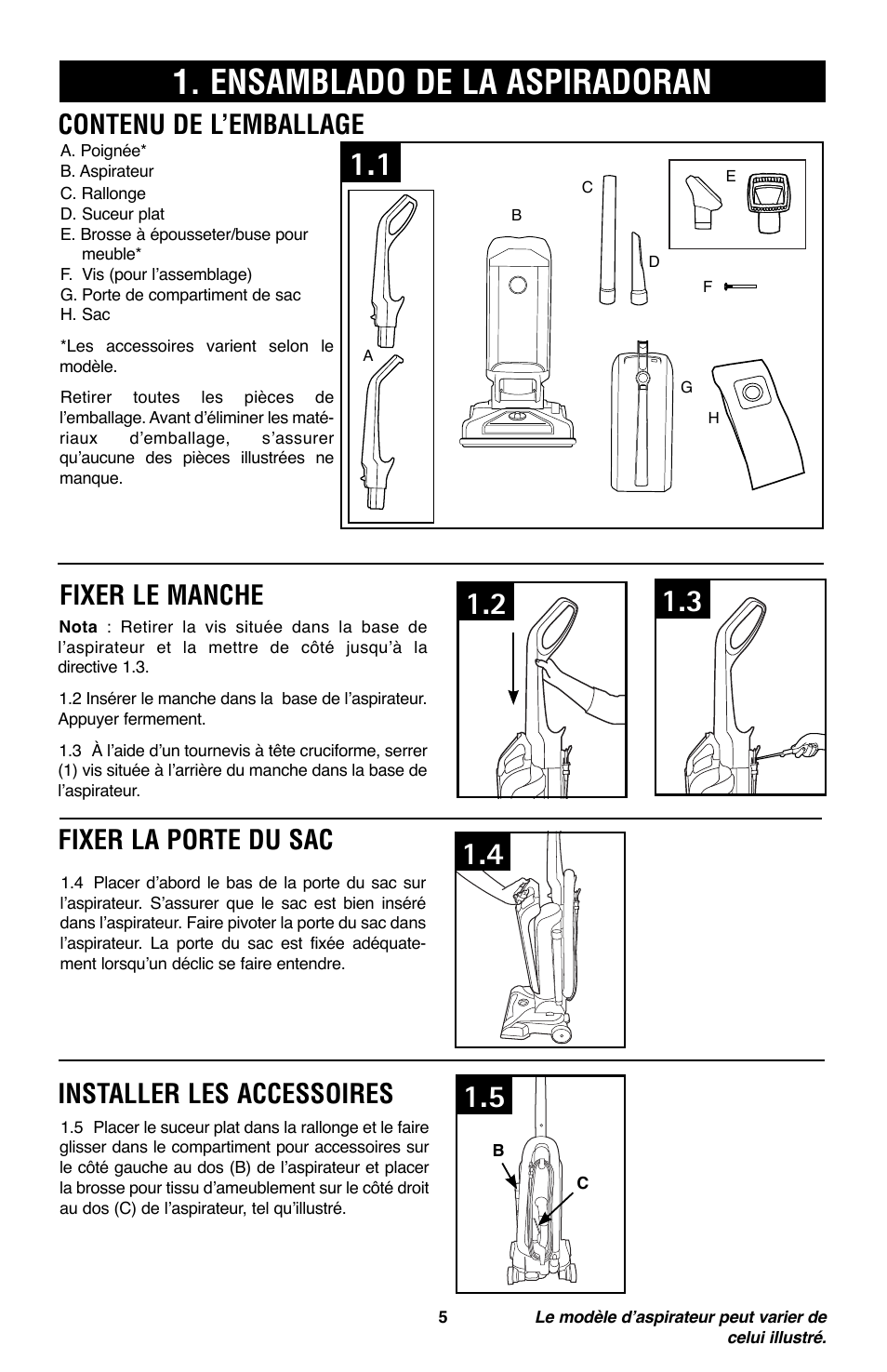 Ensamblado de la aspiradoran, Fixer le manche | Royal Vacuums CH53005 User Manual | Page 33 / 42