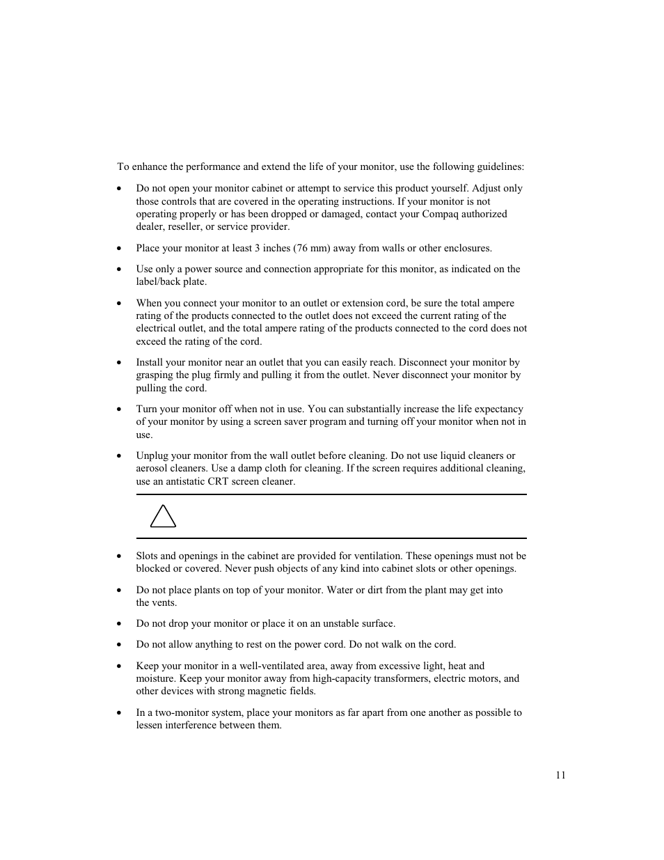 Onitor, Are and, Aintenance | Compaq MV 740 User Manual | Page 13 / 73
