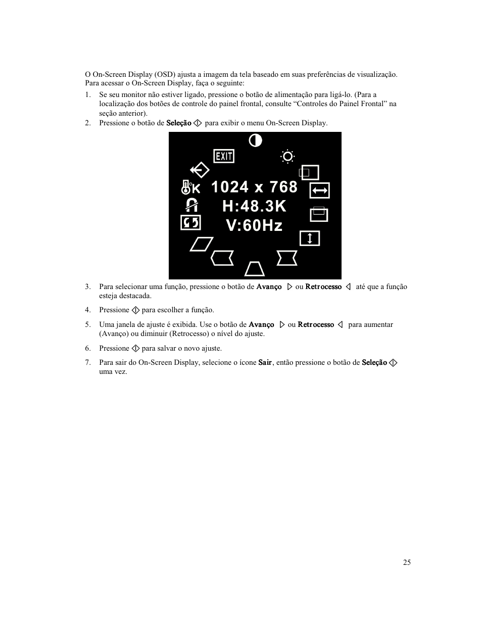 Como usar seu on-screen display | Compaq MV 740 User Manual | Page 27 / 73
