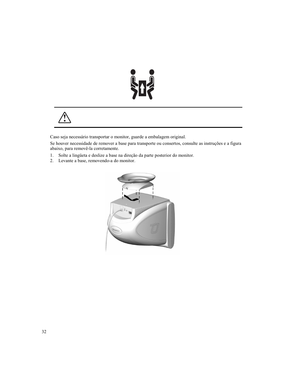 Ransporte do monitor | Compaq MV 740 User Manual | Page 34 / 73