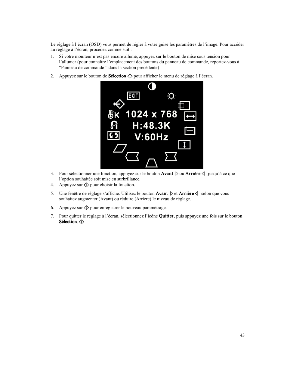 Réglage à l’écran (osd) | Compaq MV 740 User Manual | Page 45 / 73