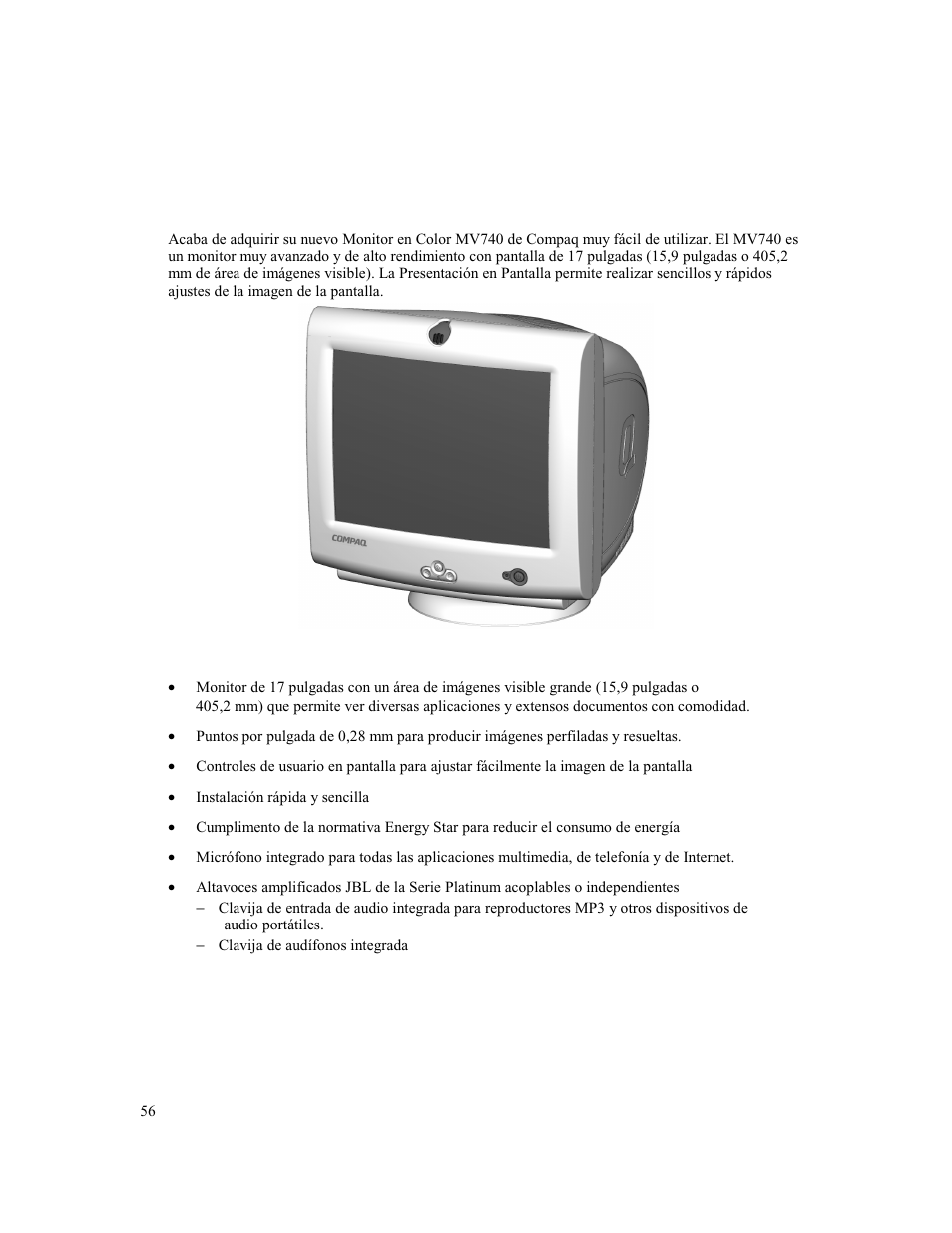 Ntroducción | Compaq MV 740 User Manual | Page 58 / 73