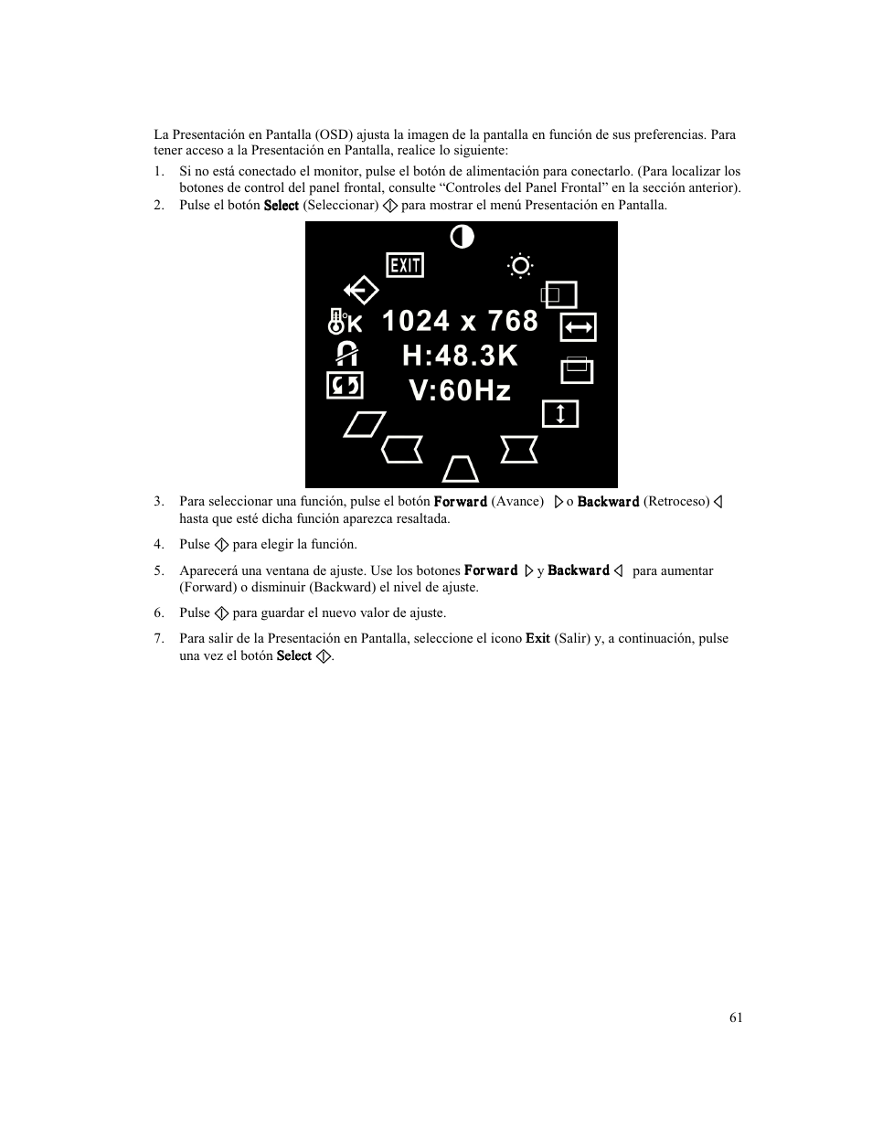 Uso de la presentación en pantalla | Compaq MV 740 User Manual | Page 63 / 73