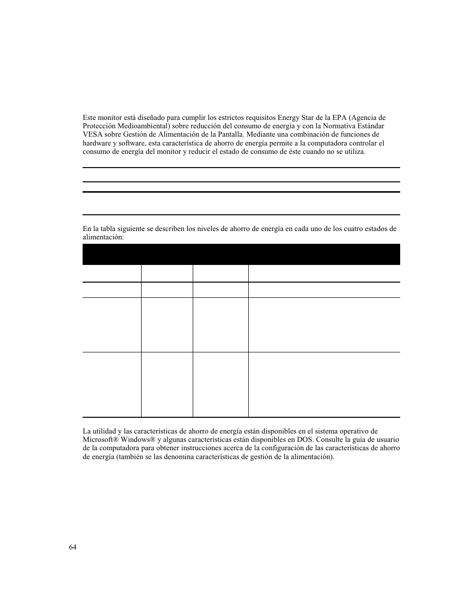 Odos de, Horro de, Nergía | Compaq MV 740 User Manual | Page 66 / 73