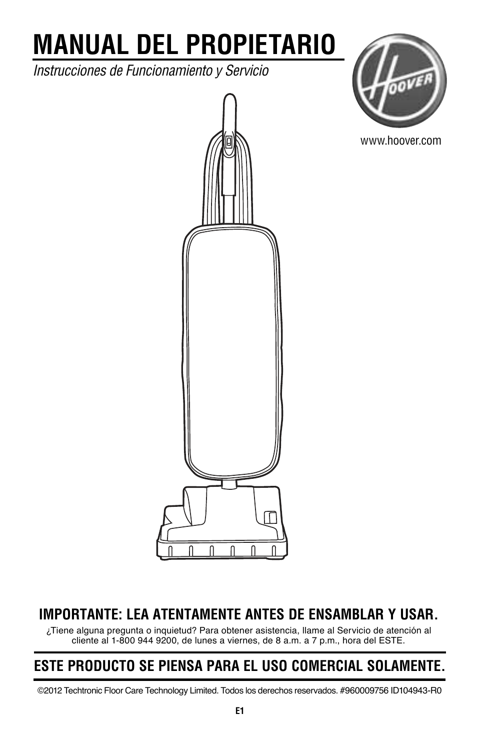 Manual del propietario | Royal Vacuums CH53000 User Manual | Page 11 / 30