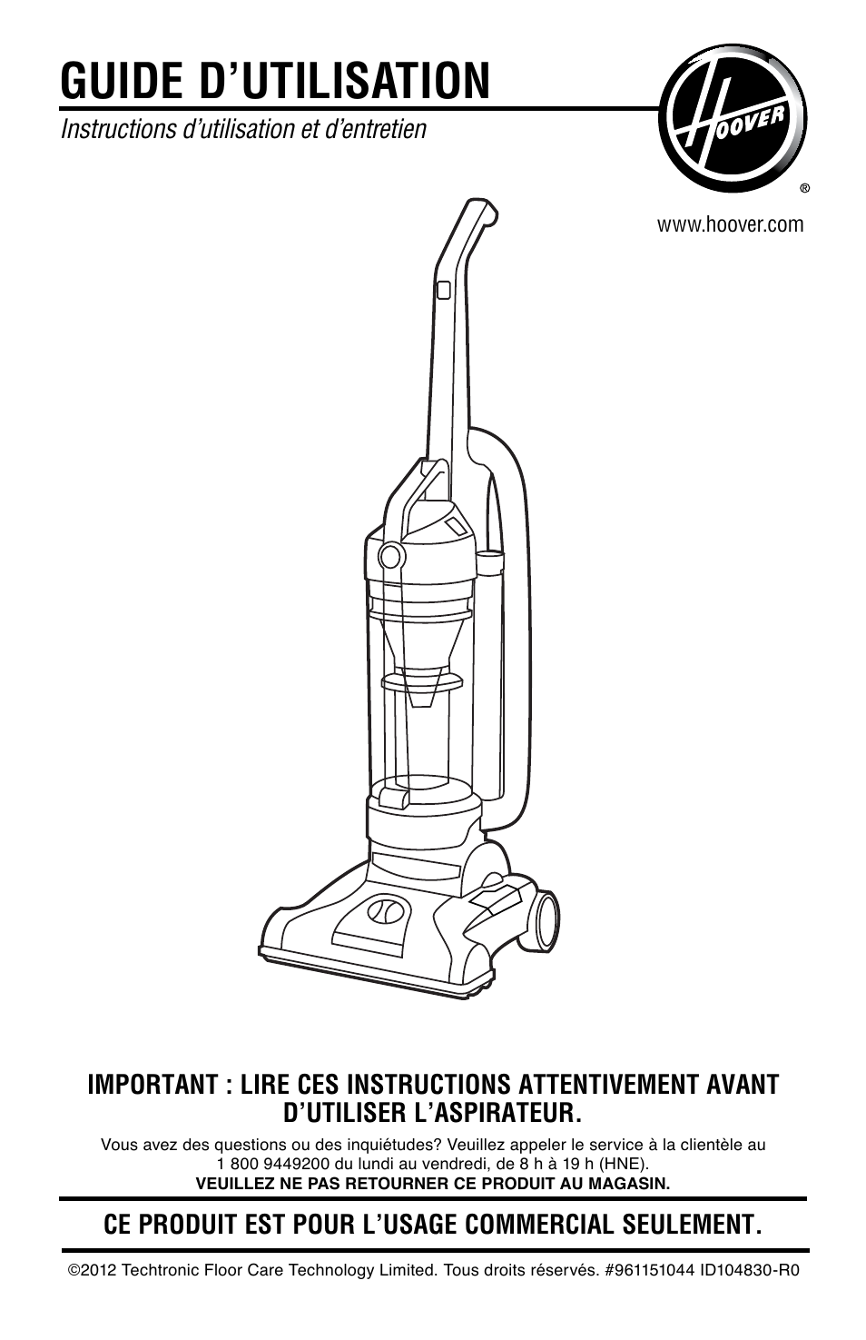 Guide d’utilisation | Royal Vacuums CH53010 User Manual | Page 30 / 43