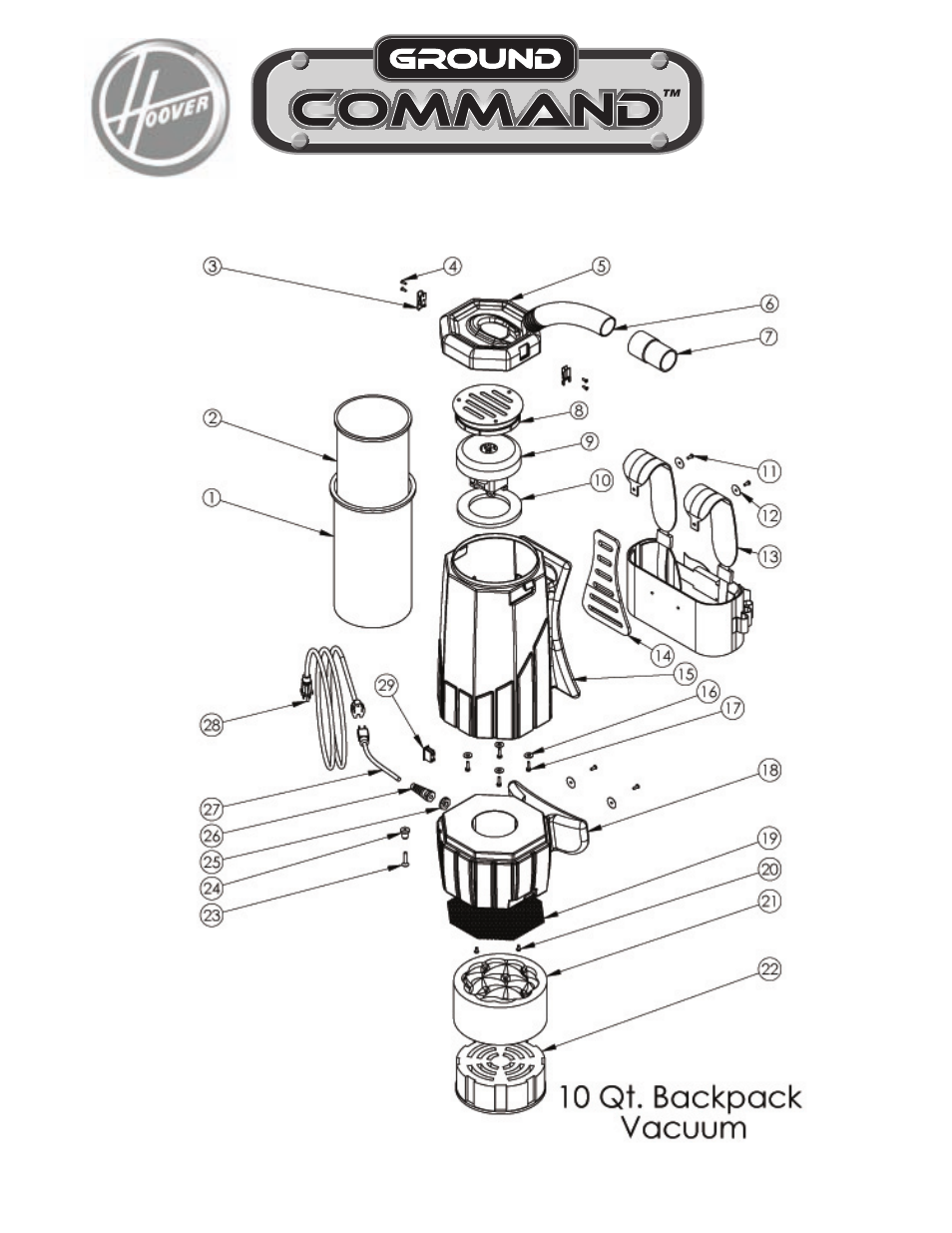 10 quart / 1.5 hp backpack vacuum | Royal Vacuums CH85000 User Manual | Page 10 / 12