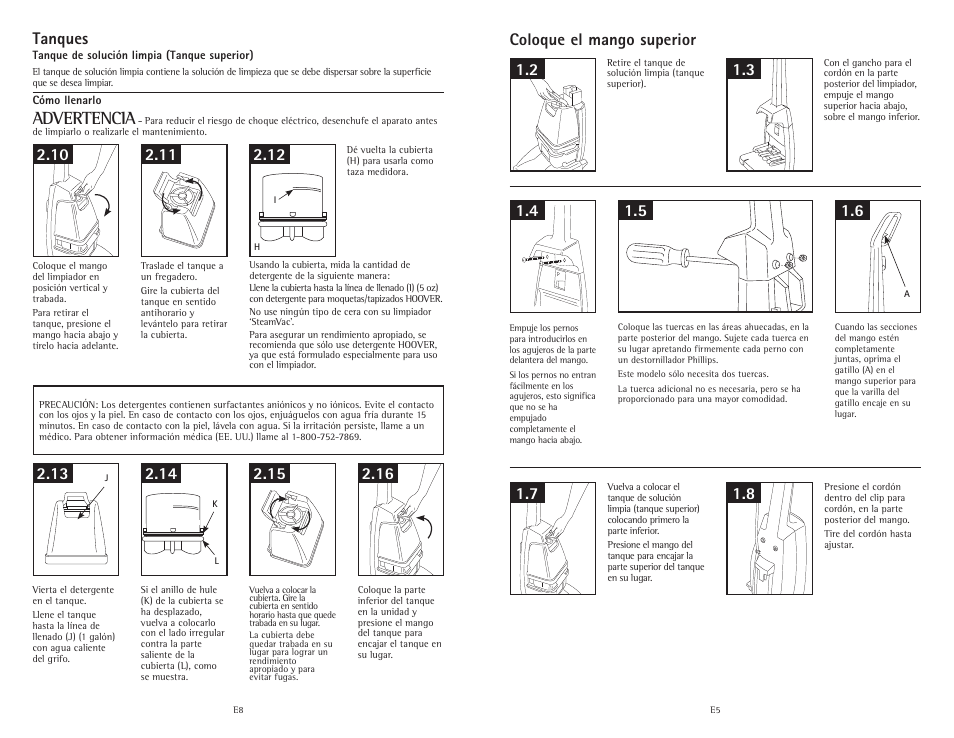 Advertencia, Tanques | Royal Vacuums C3820 User Manual | Page 17 / 18