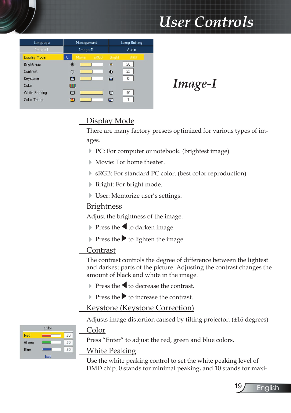 User controls, Image-i | Compaq EP7150 User Manual | Page 19 / 36