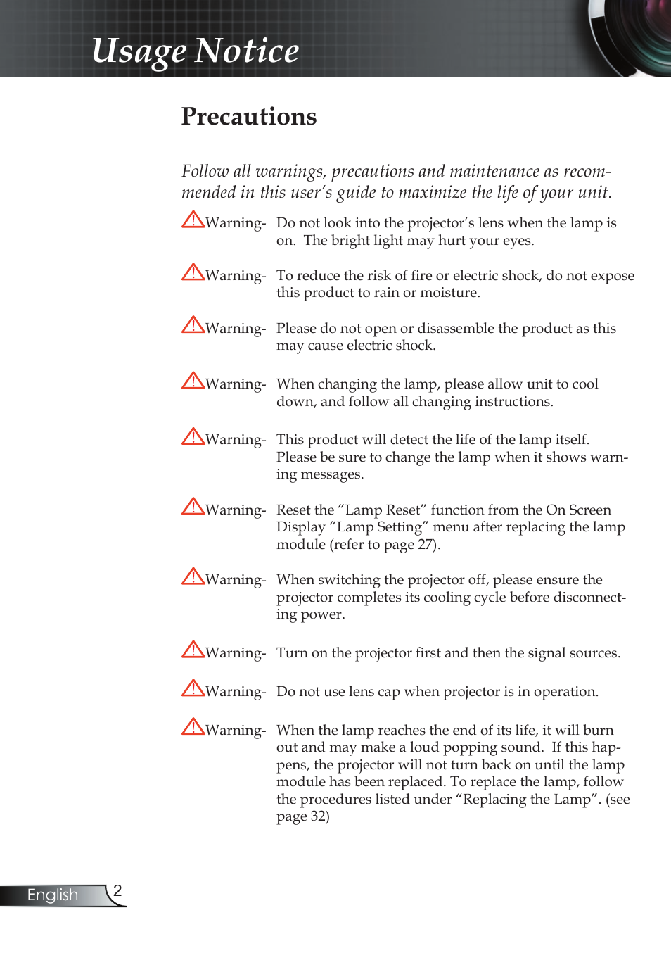 Usage notice, Precautions | Compaq EP7150 User Manual | Page 2 / 36