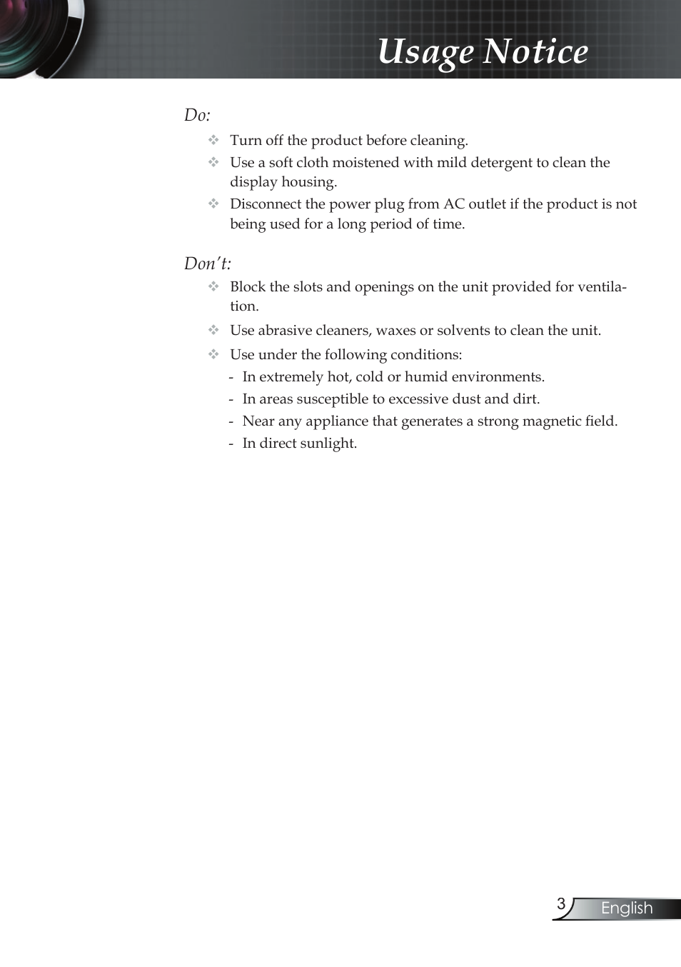 Usage notice | Compaq EP7150 User Manual | Page 3 / 36