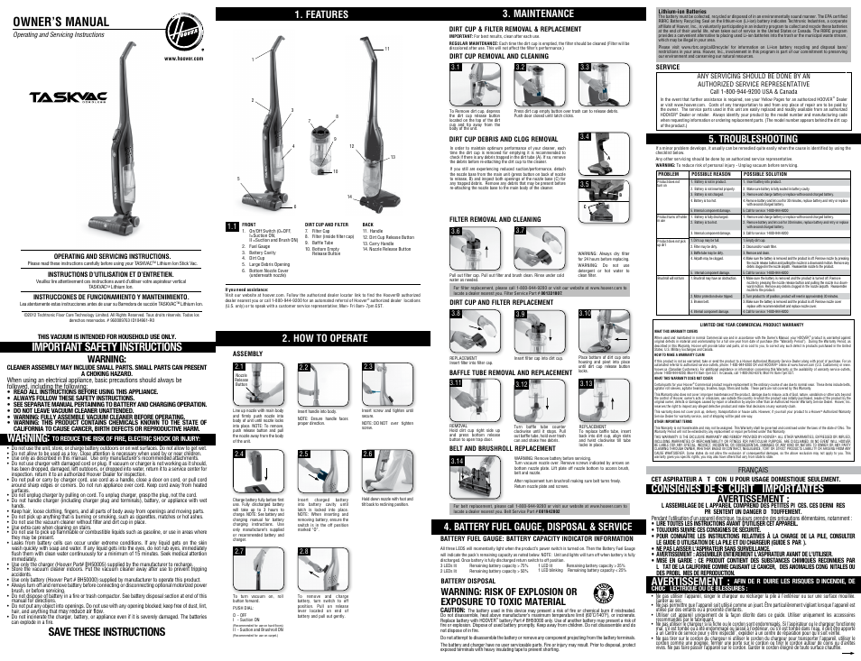 Royal Vacuums CH20110 User Manual | 2 pages