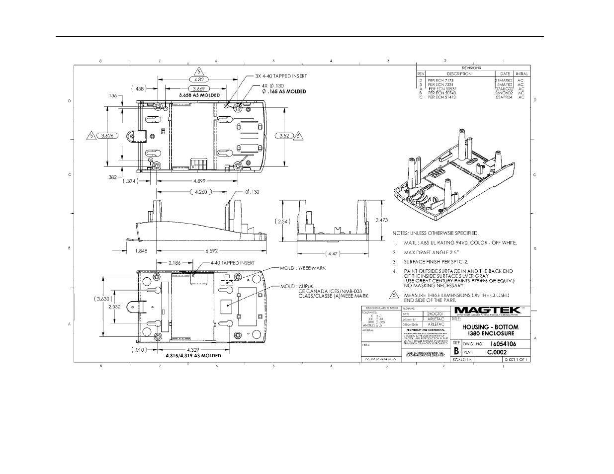 Figure a-2. mounting dimensions 2 | Compaq 380 User Manual | Page 31 / 34