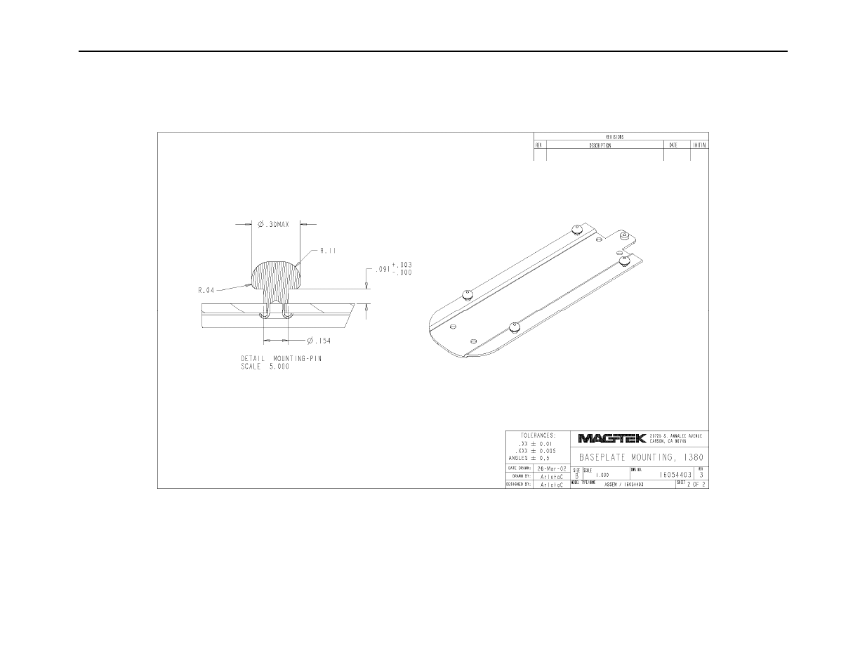 Figure a-4. magtek mounting plate, i380, 2 | Compaq 380 User Manual | Page 33 / 34