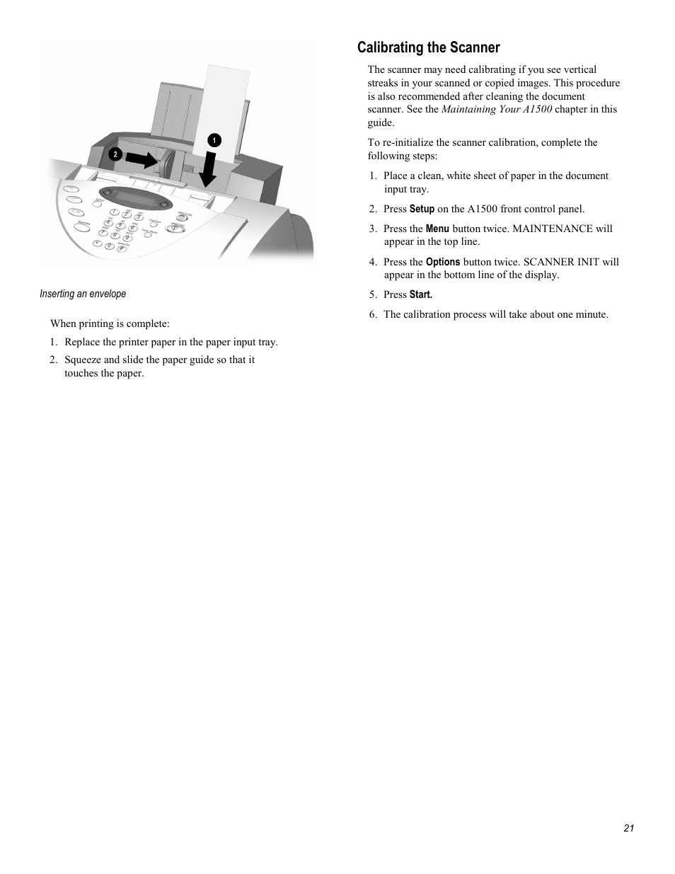 Calibrating the scanner | Compaq Printer A1500 User Manual | Page 25 / 81