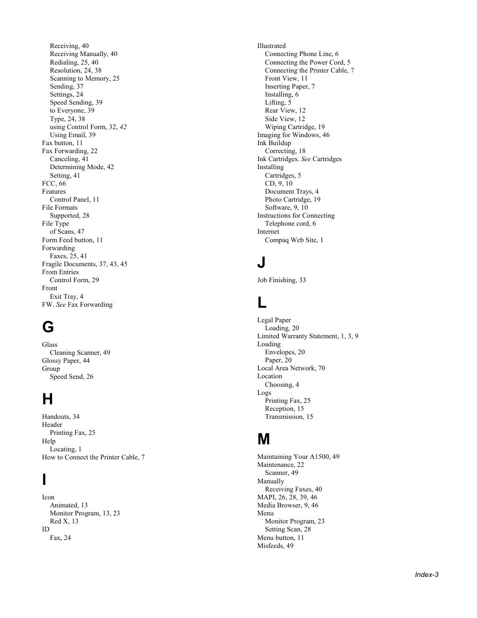 Compaq Printer A1500 User Manual | Page 77 / 81