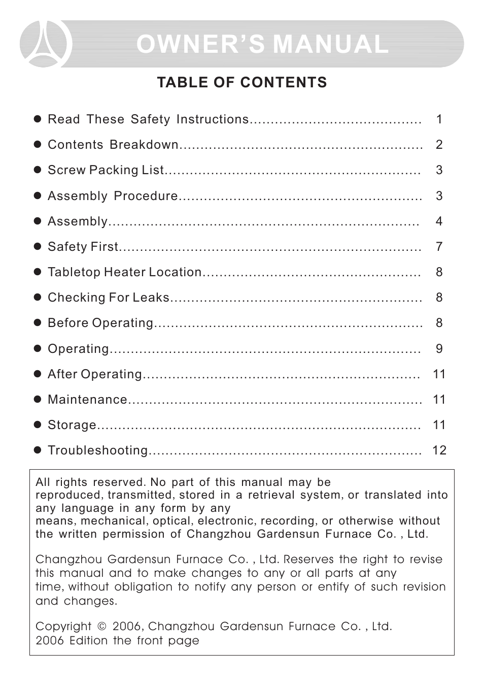 Ocean Electronic Tabletop Heater User Manual | Page 2 / 14