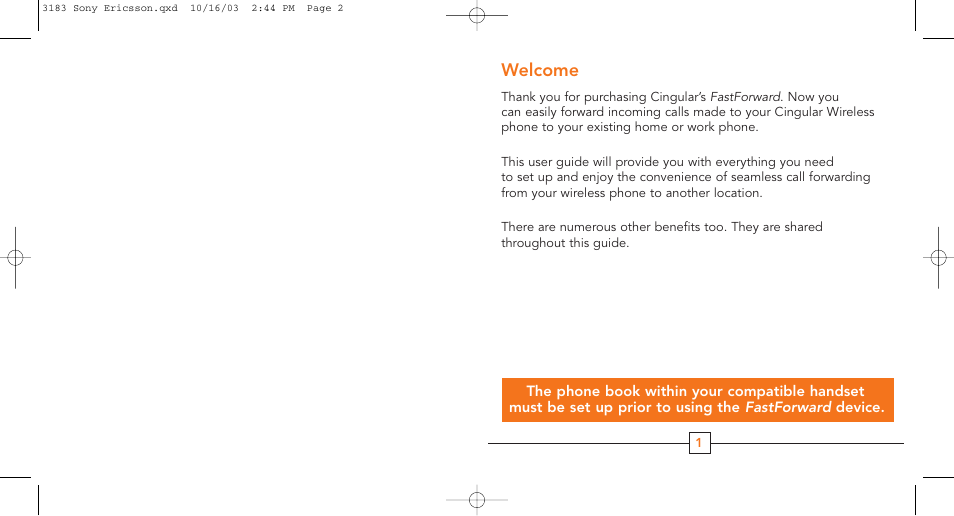 Welcome | Cingular T68m User Manual | Page 2 / 13