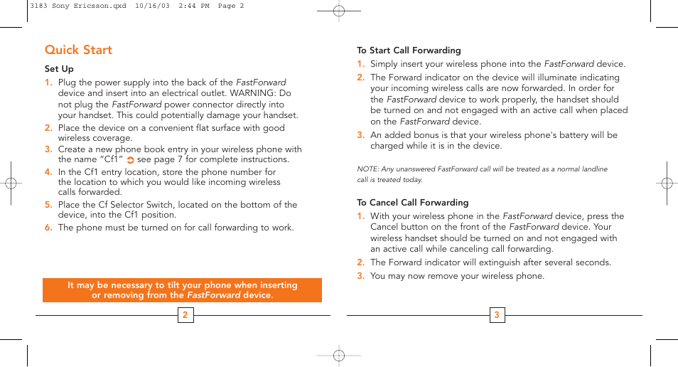Quick start | Cingular T68m User Manual | Page 3 / 13