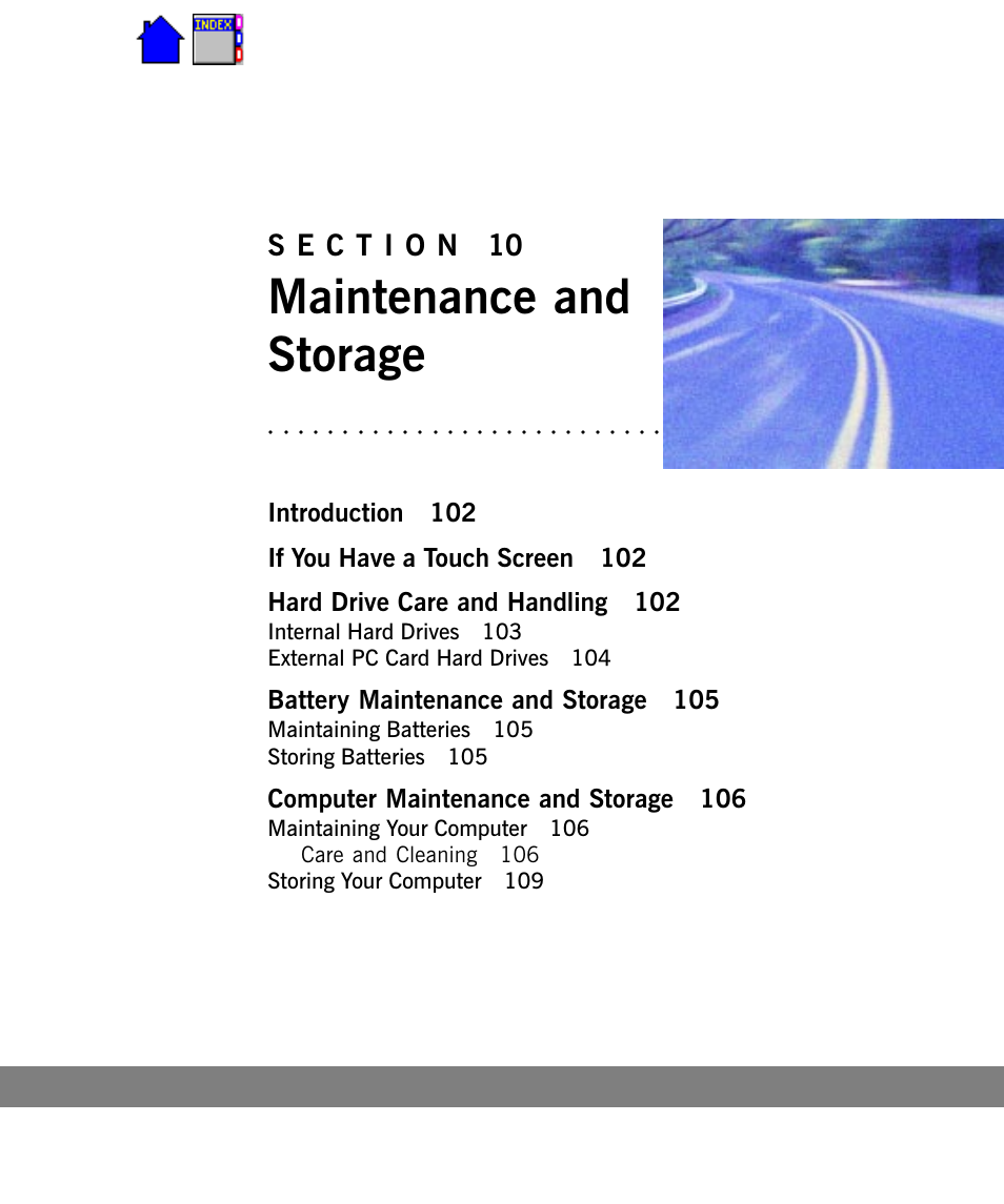 Section 10, Maintenance and storage, Battery maintenance and storage 105 | Computer maintenance and storage 106 | Cingular X-C 6250 Pro (300) User Manual | Page 101 / 153